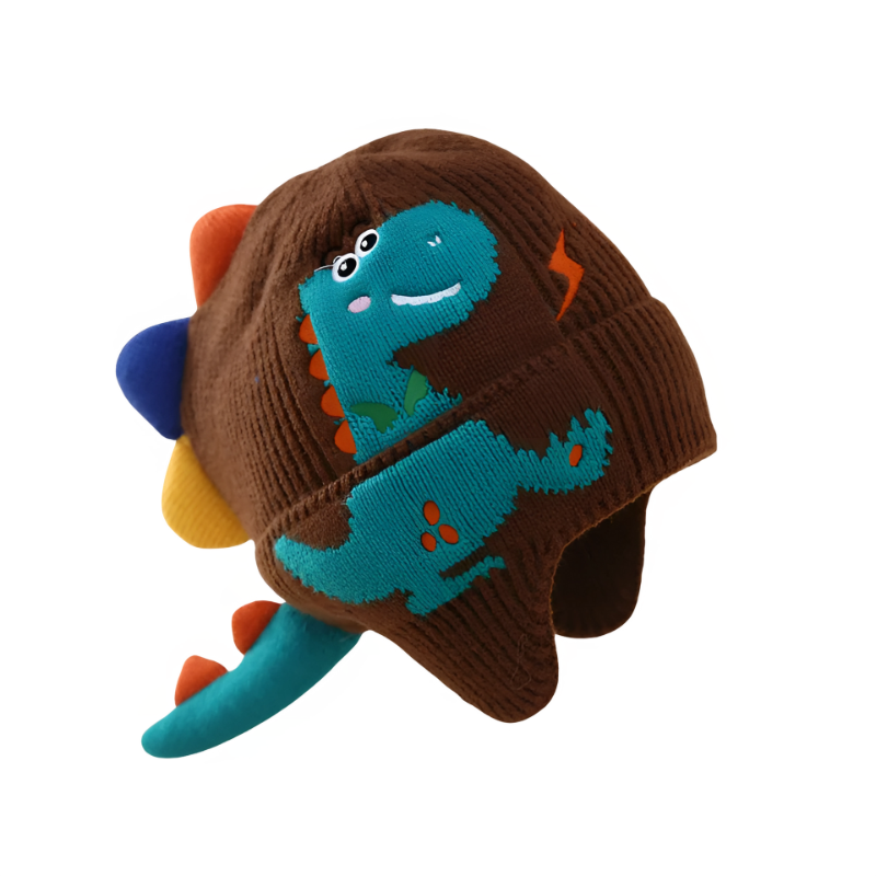 Gestrickte Mütze mit verspieltem Dino-Design