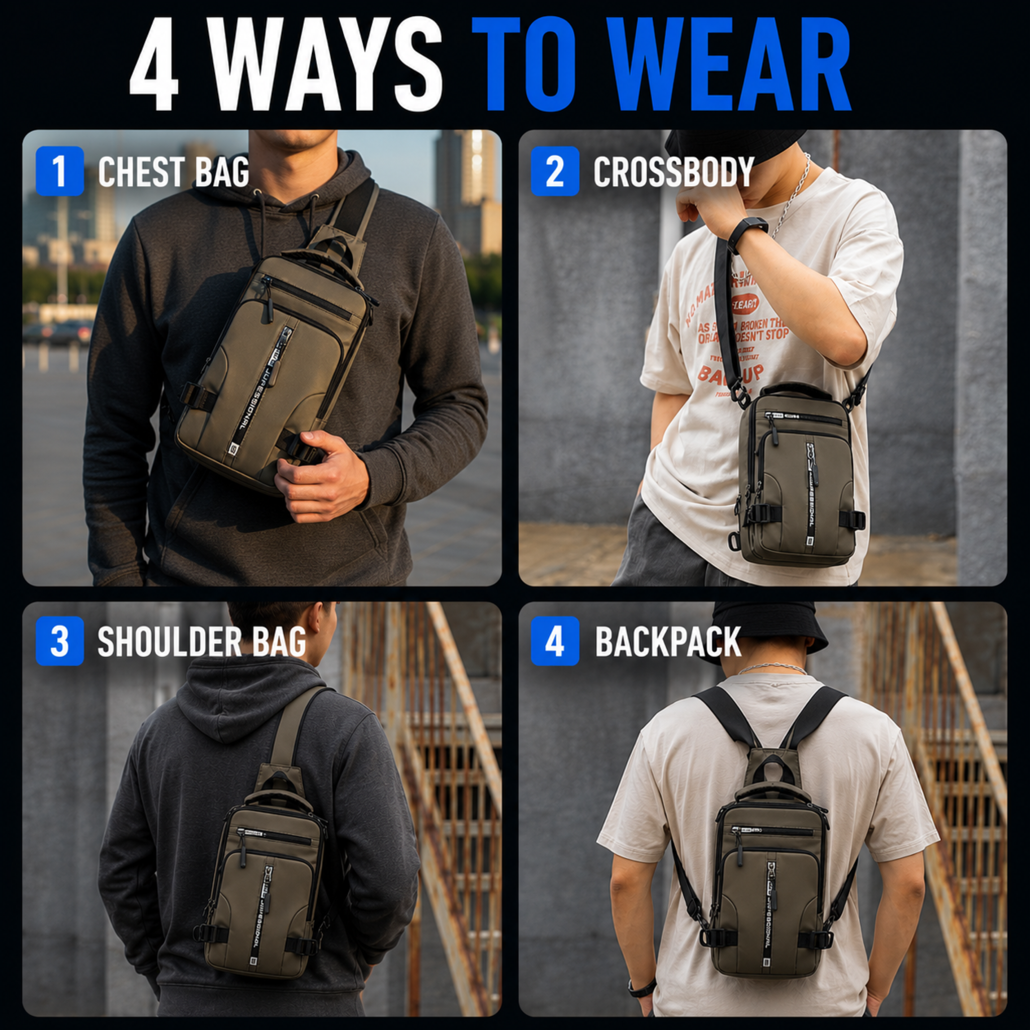 Taschen Schulterrucksack Wasserabweisend mit Anti-Diebstahl & USB – UrbanSecure Bag