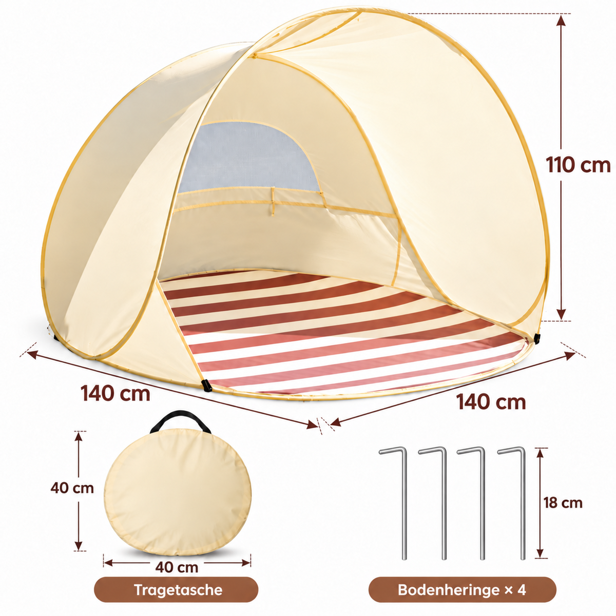 Nordspur | Baby Strandzelt | UPF 50+ Pop-Up Sonnenschutz – Vanilla Cream