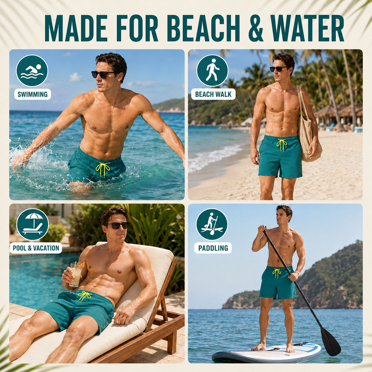 Nordspur | Marinex Herren-Badeshorts Kurzlänge