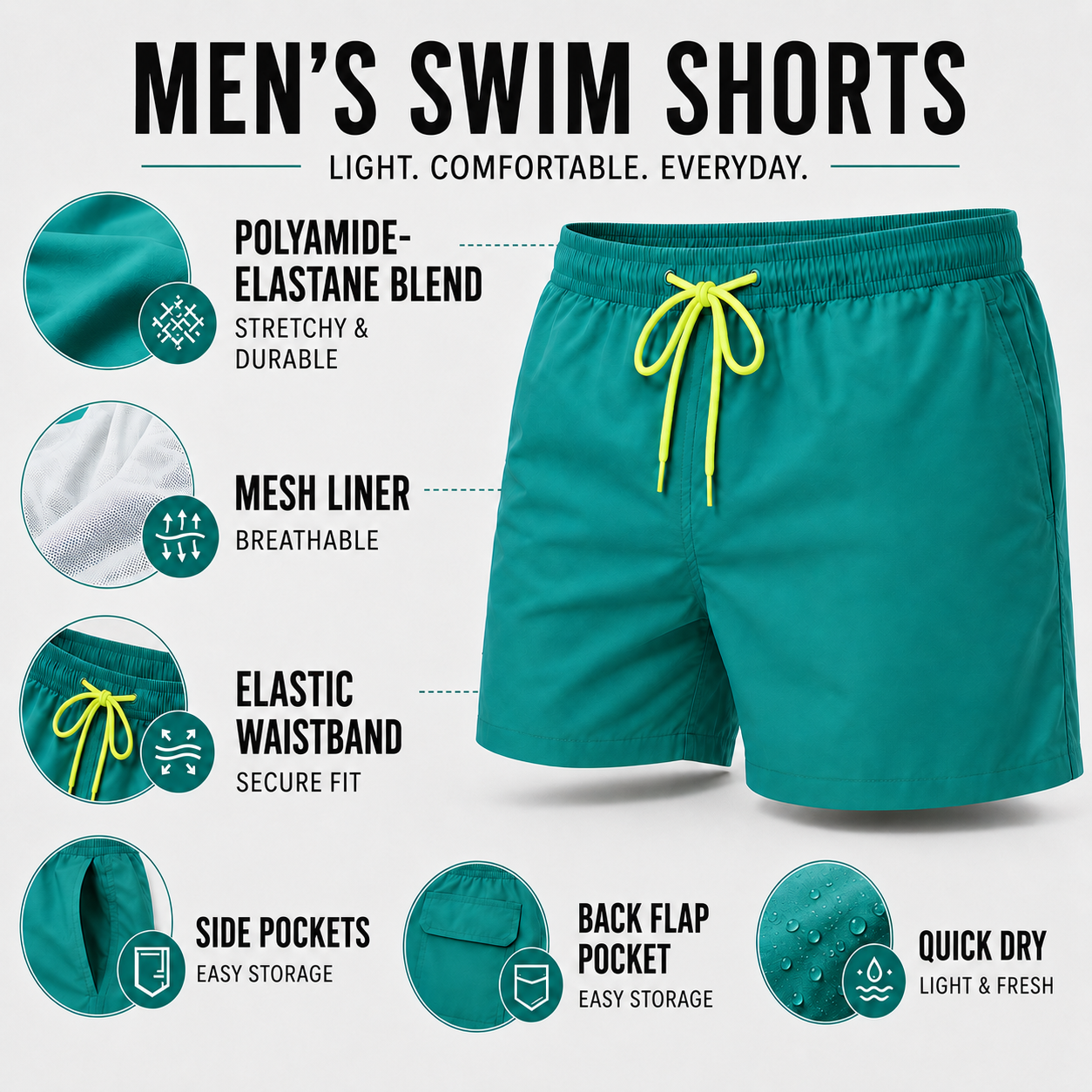 Nordspur | Marinex Herren-Badeshorts Kurzlänge