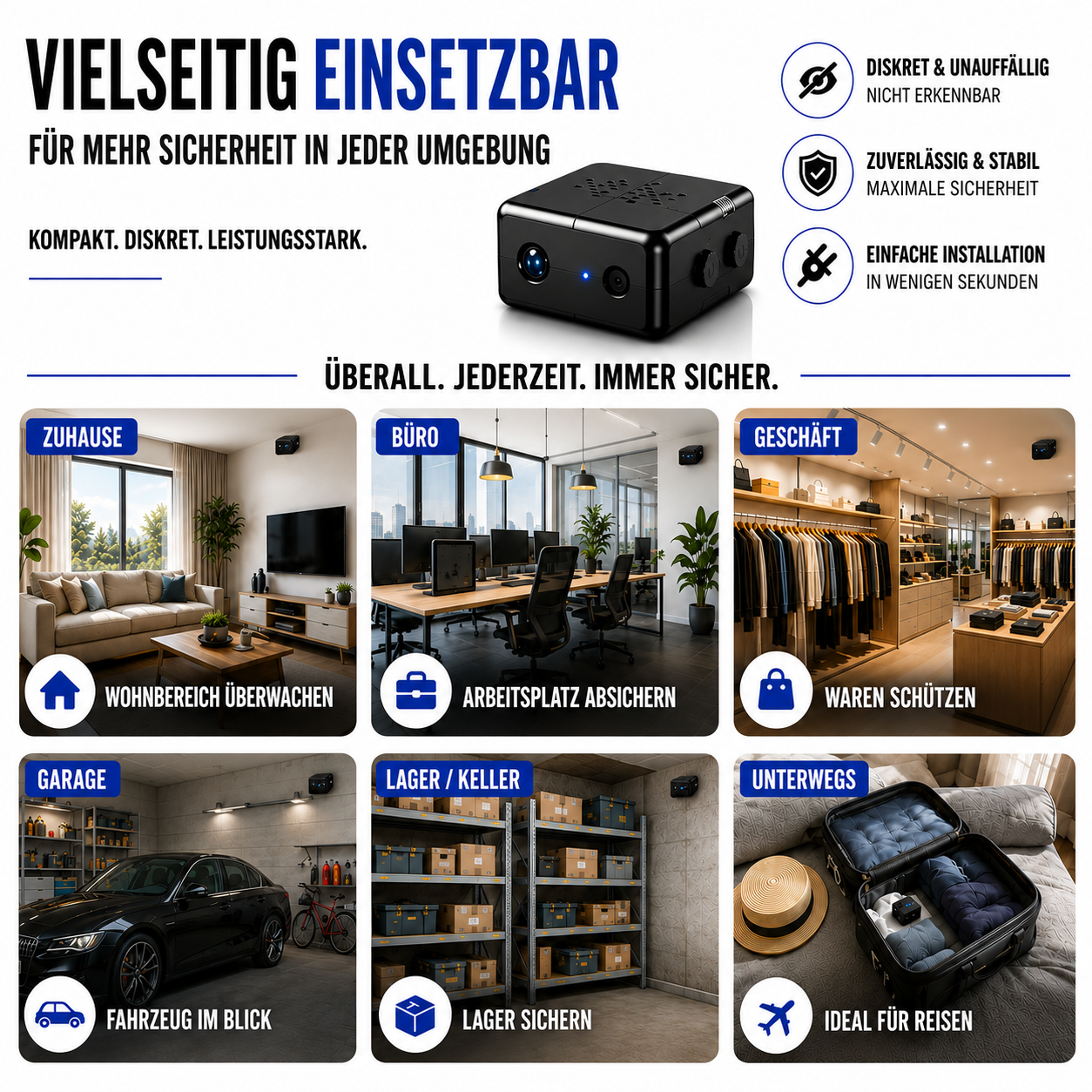 Überwachungskamera mit WLAN, Nachtsicht & Bewegungserkennung – ShadowGuard MiniCam