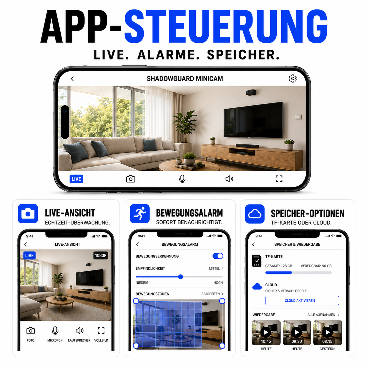 Überwachungskamera mit WLAN, Nachtsicht & Bewegungserkennung – ShadowGuard MiniCam