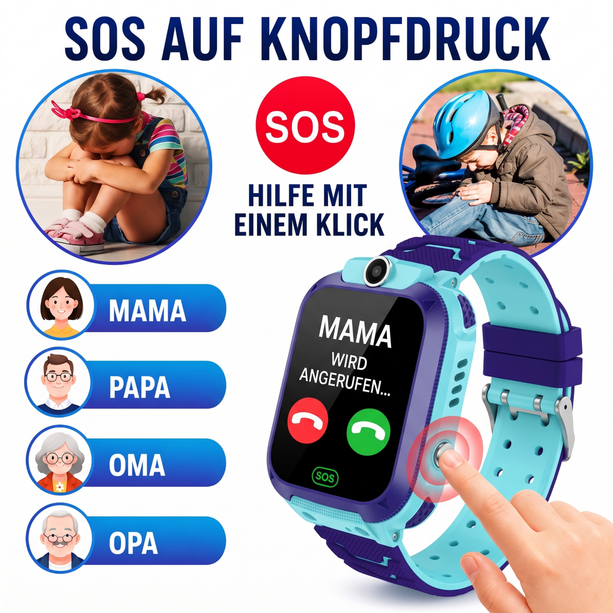 Uhren Smartwatch für Kinder mit LBS-Ortung & Notruf – SafeTime Junior