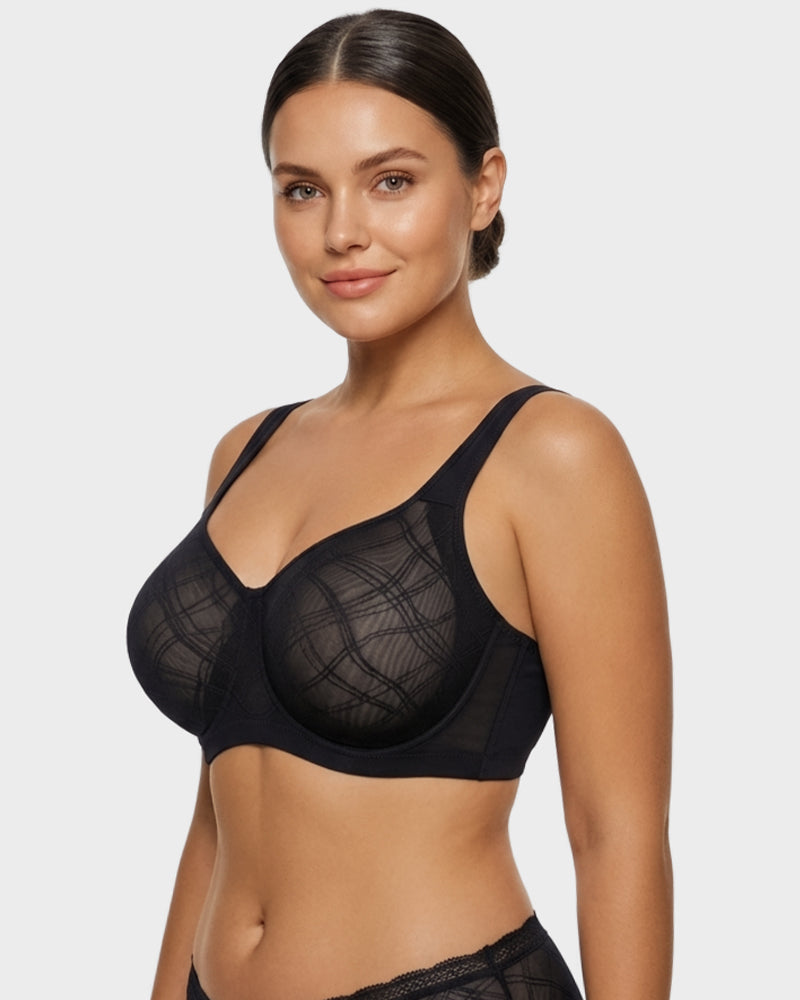Ultraleichter BH mit vollständiger Abdeckung, Jacquard-Netz und Komfort