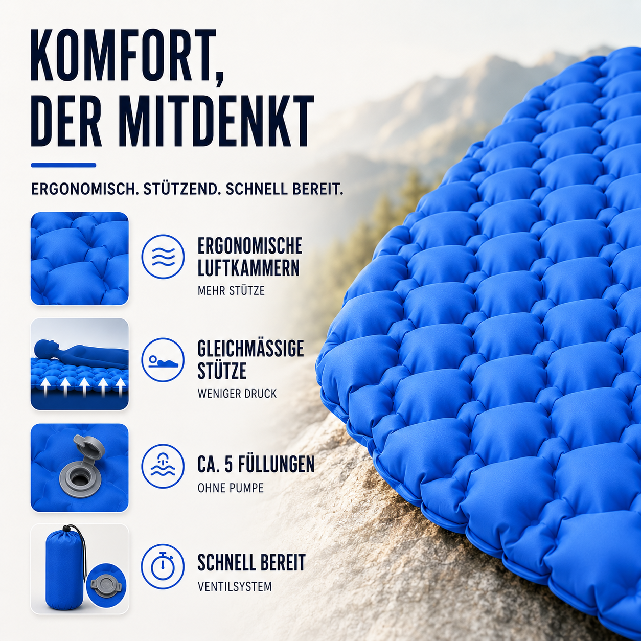 Ultraleichte Schlafmatte 4 Jahreszeiten – AirFlow CompactPad