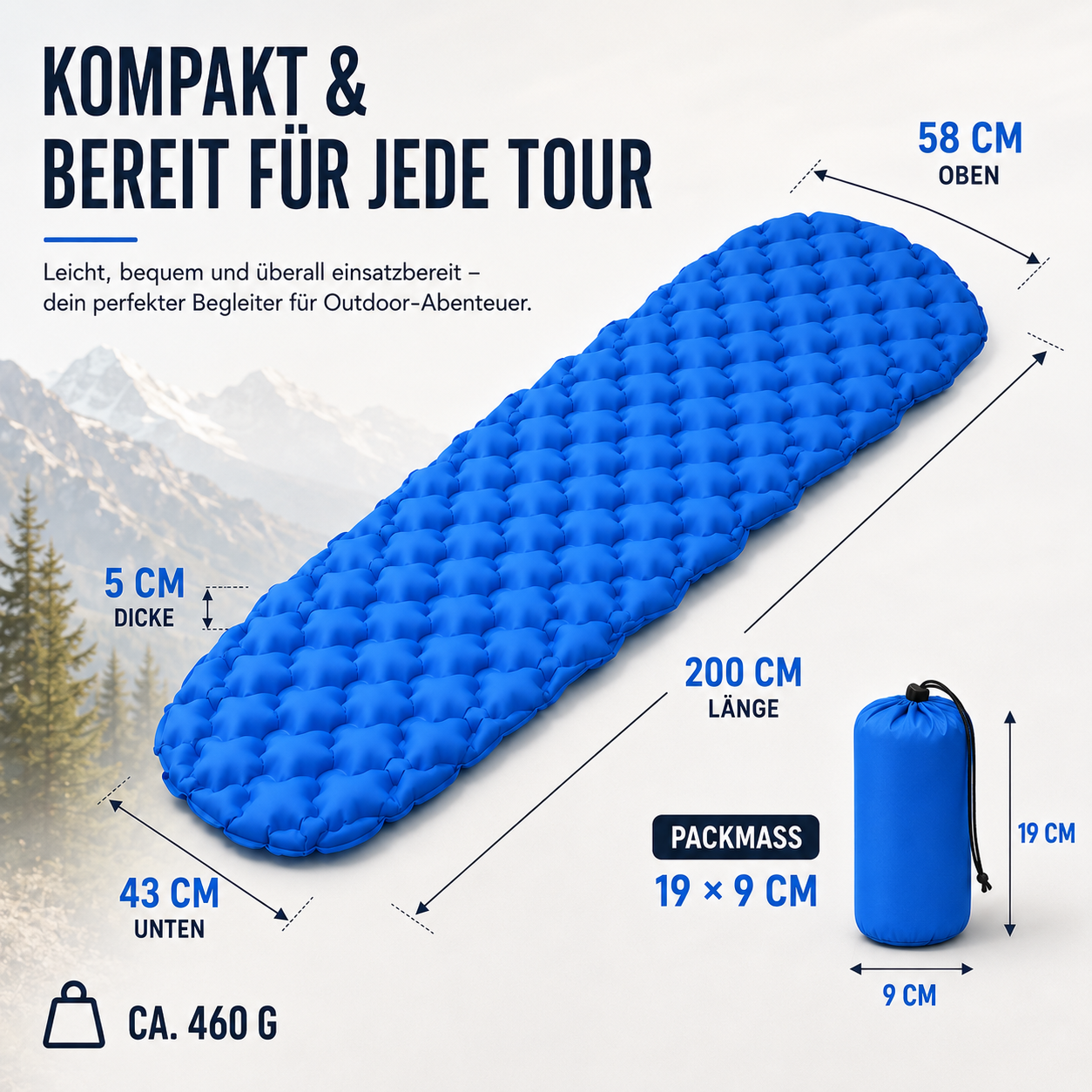 Ultraleichte Schlafmatte 4 Jahreszeiten – AirFlow CompactPad