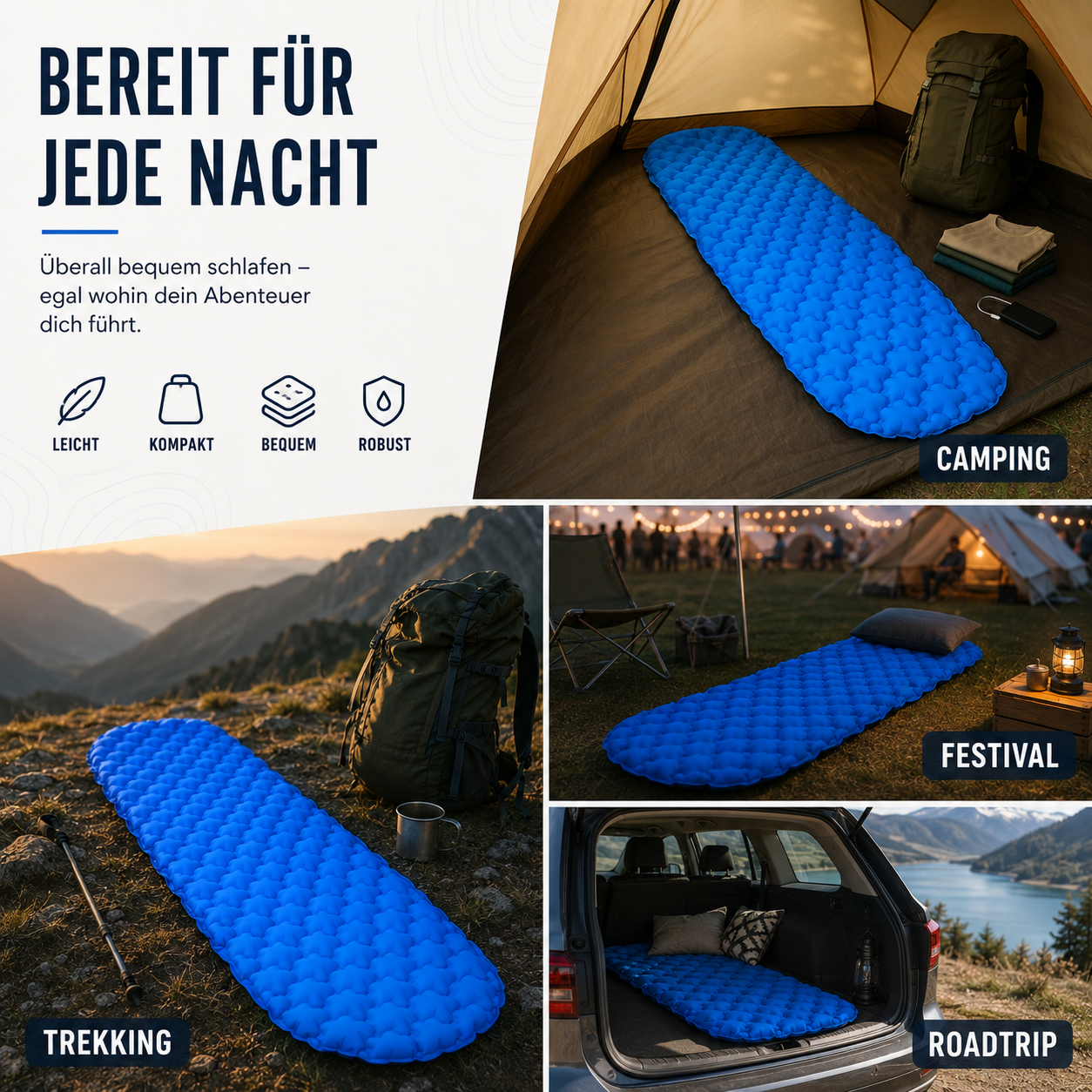 Ultraleichte Schlafmatte 4 Jahreszeiten – AirFlow CompactPad