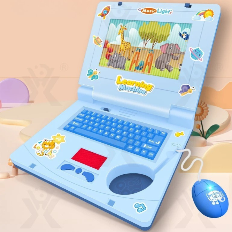 Cartoon-Lernlaptop-Spielzeug mit Tastaturtasten, Musik und Geräuschen