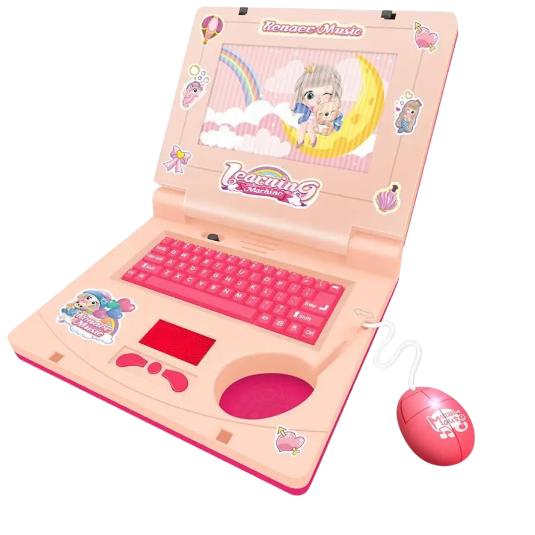 Cartoon-Lernlaptop-Spielzeug mit Tastaturtasten, Musik und Geräuschen