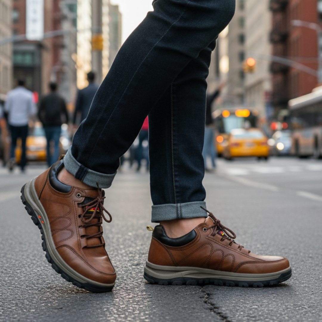 Orthopädische Walkingschuhe aus veganem Leder, wasserdicht & rutschfest – Nordspur Carter