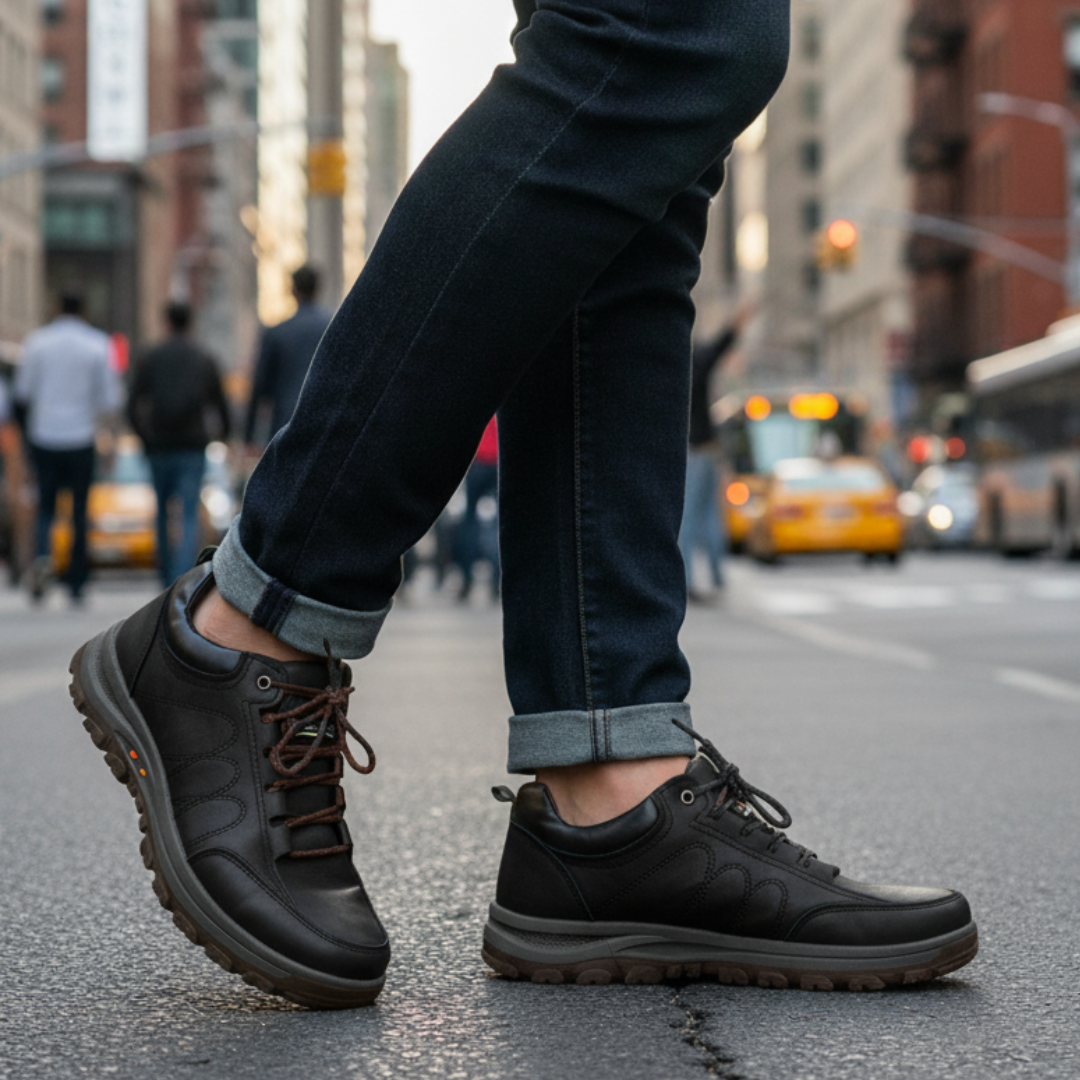 Orthopädische Walkingschuhe aus veganem Leder, wasserdicht & rutschfest – Nordspur Carter
