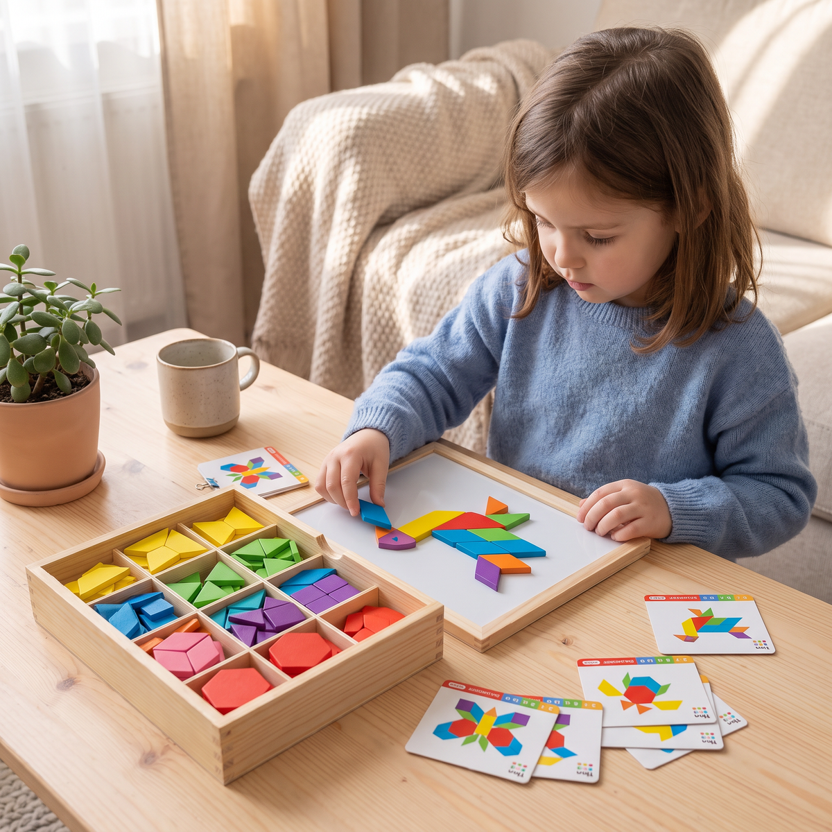 Magnetisches geometrisches Holzpuzzle für Kinder