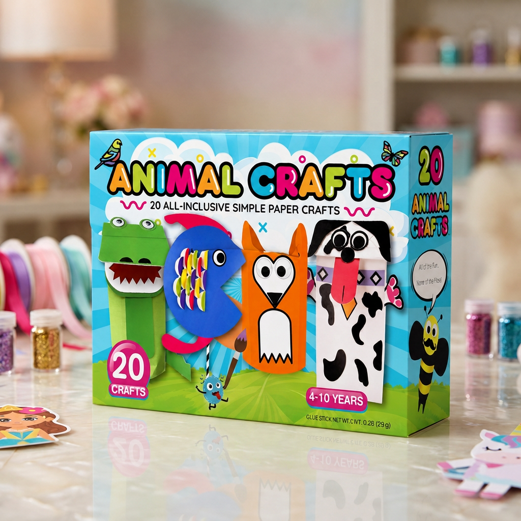 Kinder-Bastelbox Papier – 20 einfache DIY-Kunst- & Bastelprojekte für 3–10 Jahre mit Klebestift, Klebeband & Umschlägen