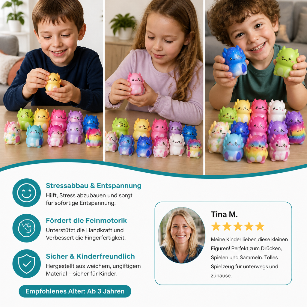 12er-Pack weiche Axolotl-Squishies – Anti-Stress-Spielzeug