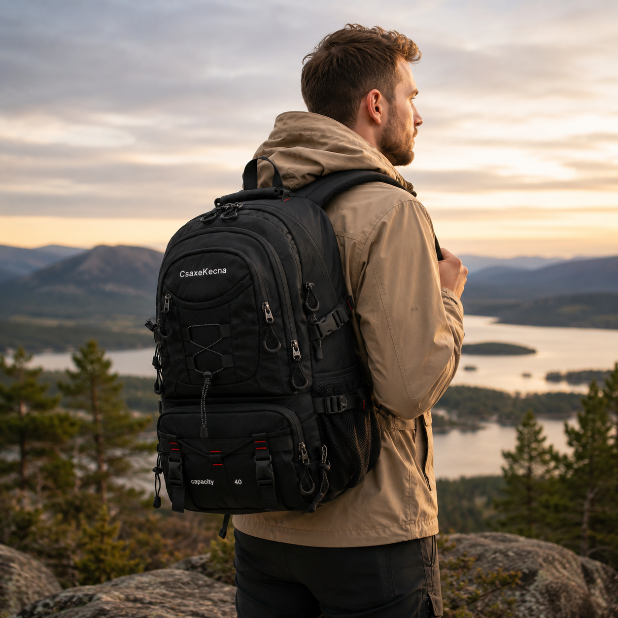 Wanderrucksack 40L mit USB-Anschluss – BergTrail Pro
