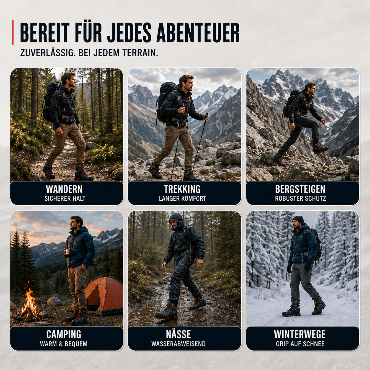 Wanderschuhe Herren wasserdicht und rutschfest – BergStride Bergschuhe