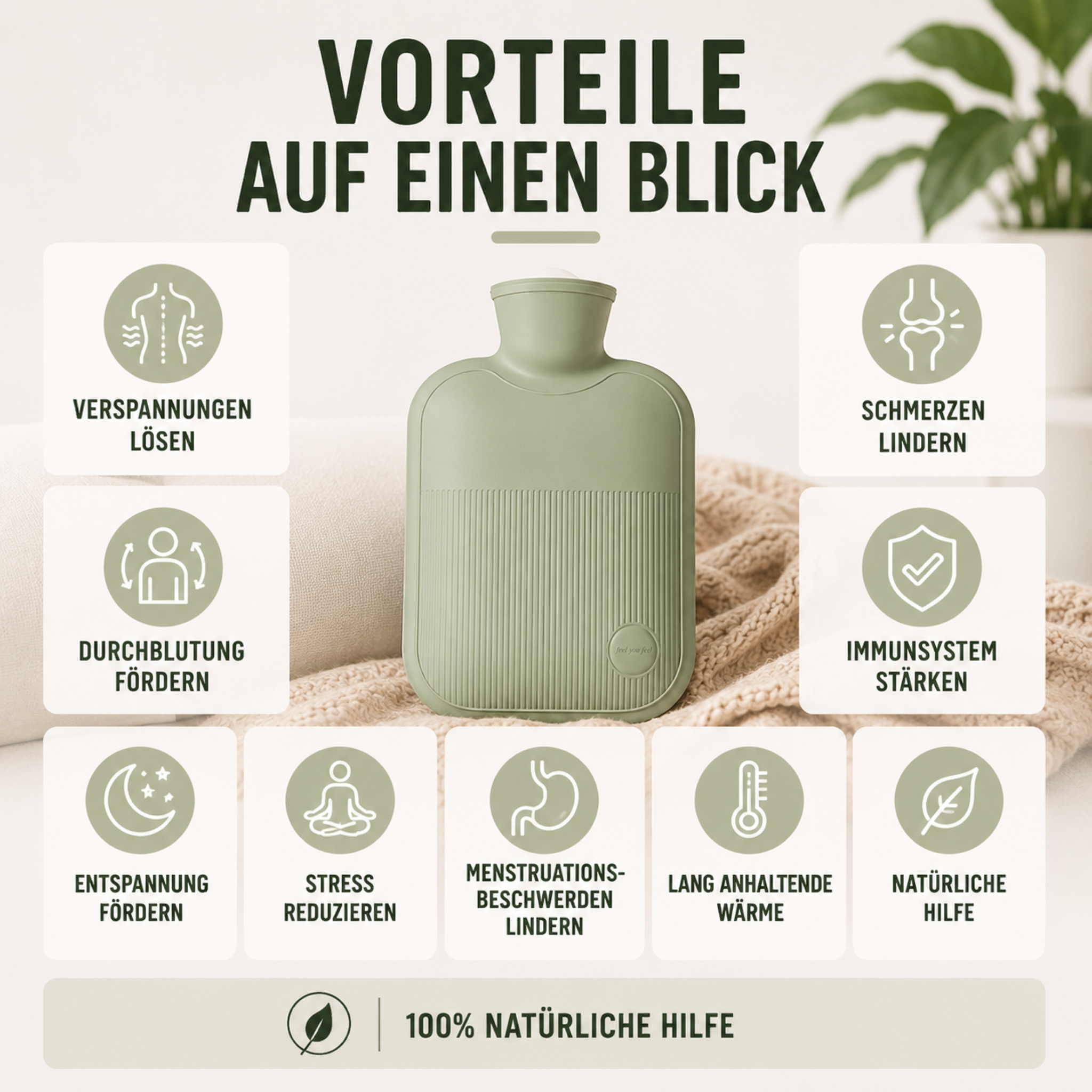 Wärmflasche 2000 ml auslaufsicher – ThermoComfort