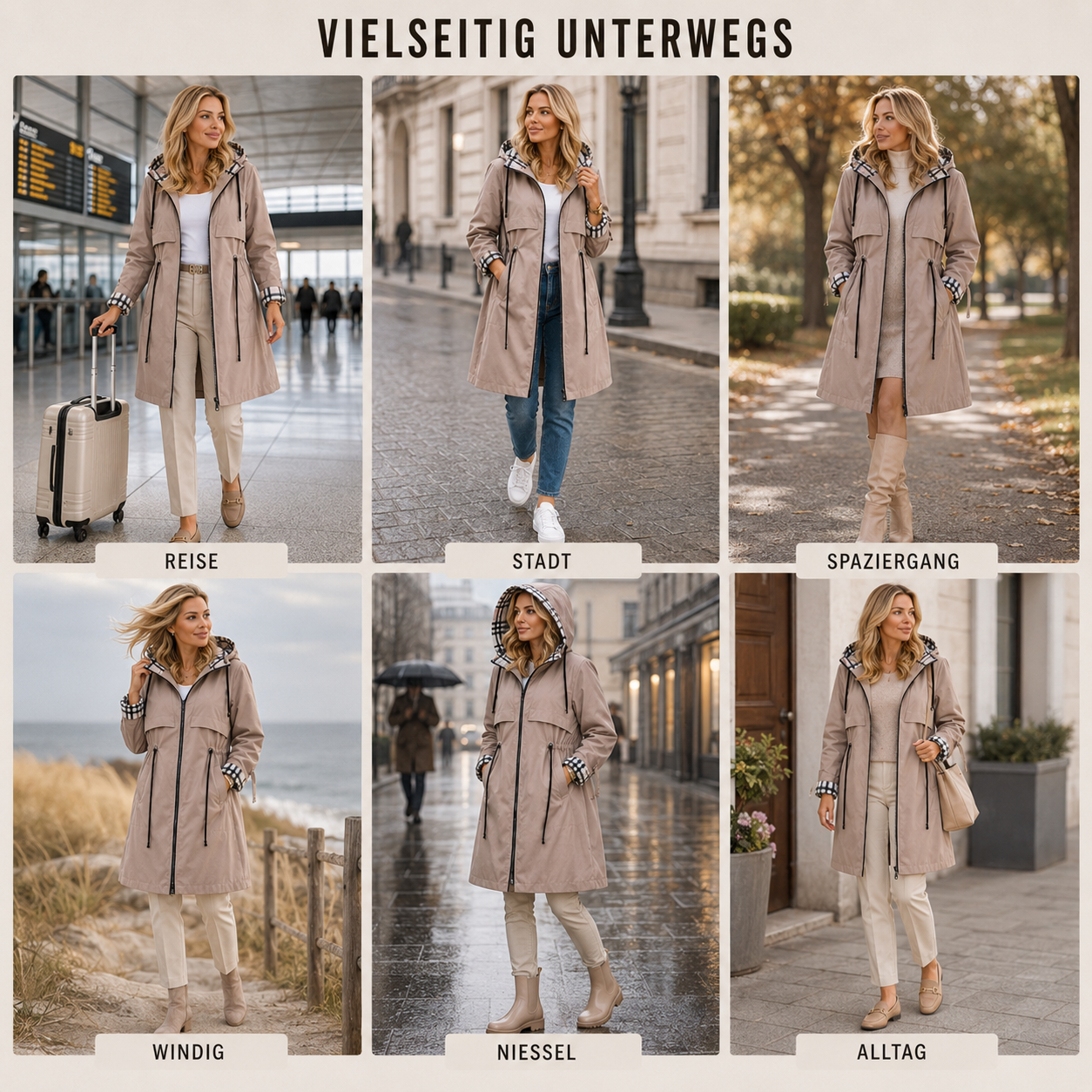 Wasser- und winddichter Damenmantel mit Kapuze – Nordlyn Zip Coat