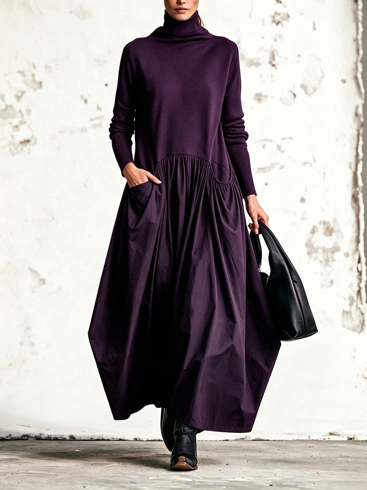 Maxi Oversized Kleid mit Hochkragen