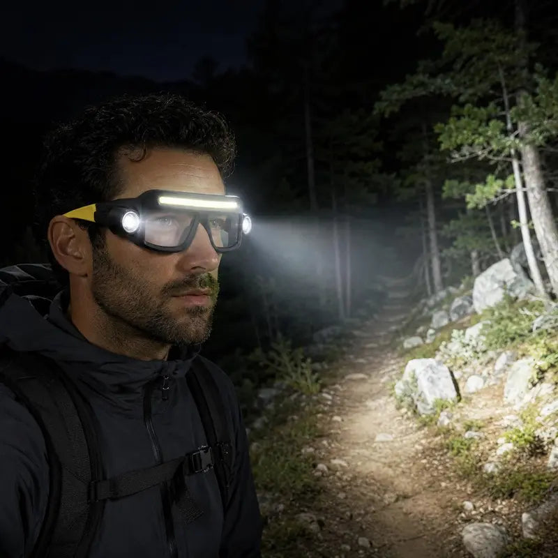 Wiederaufladbare LED-Stirnlampenbrille mit Handwellensensor und Typ-C USB-Aufladung