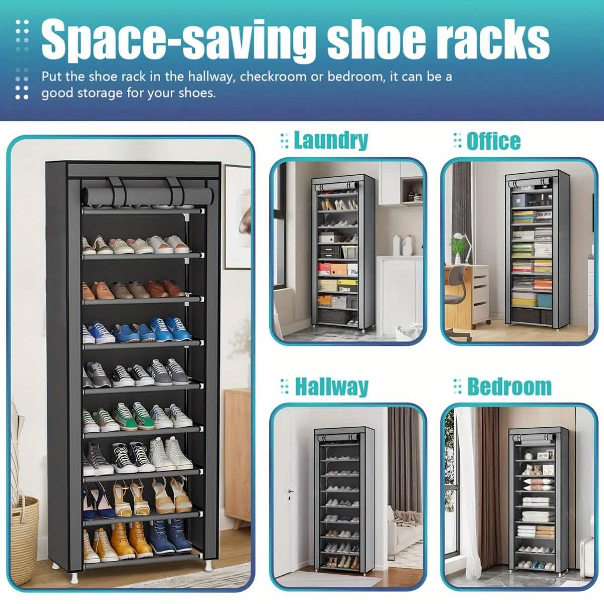 10-lagiges 9-Fach Schuhregal Aufbewahrung Schrank Organizer
