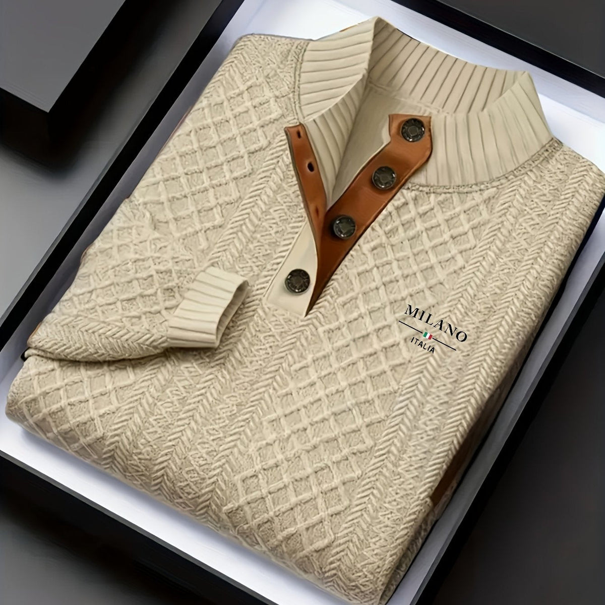 Strukturierter Pullover mit Stehkragen