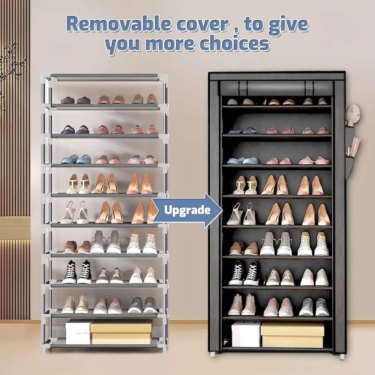 10-lagiges 9-Fach Schuhregal Aufbewahrung Schrank Organizer
