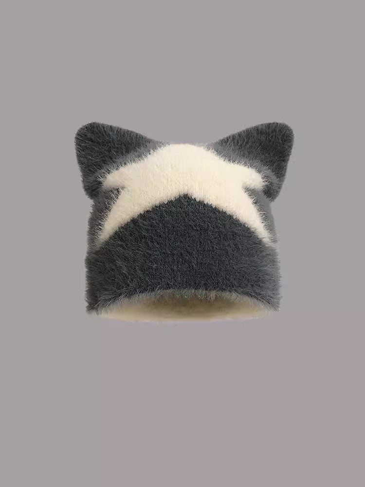 Cozy Star Katzenohr-Mütze: Warme Wollmischung Mütze für Herbst/Winter