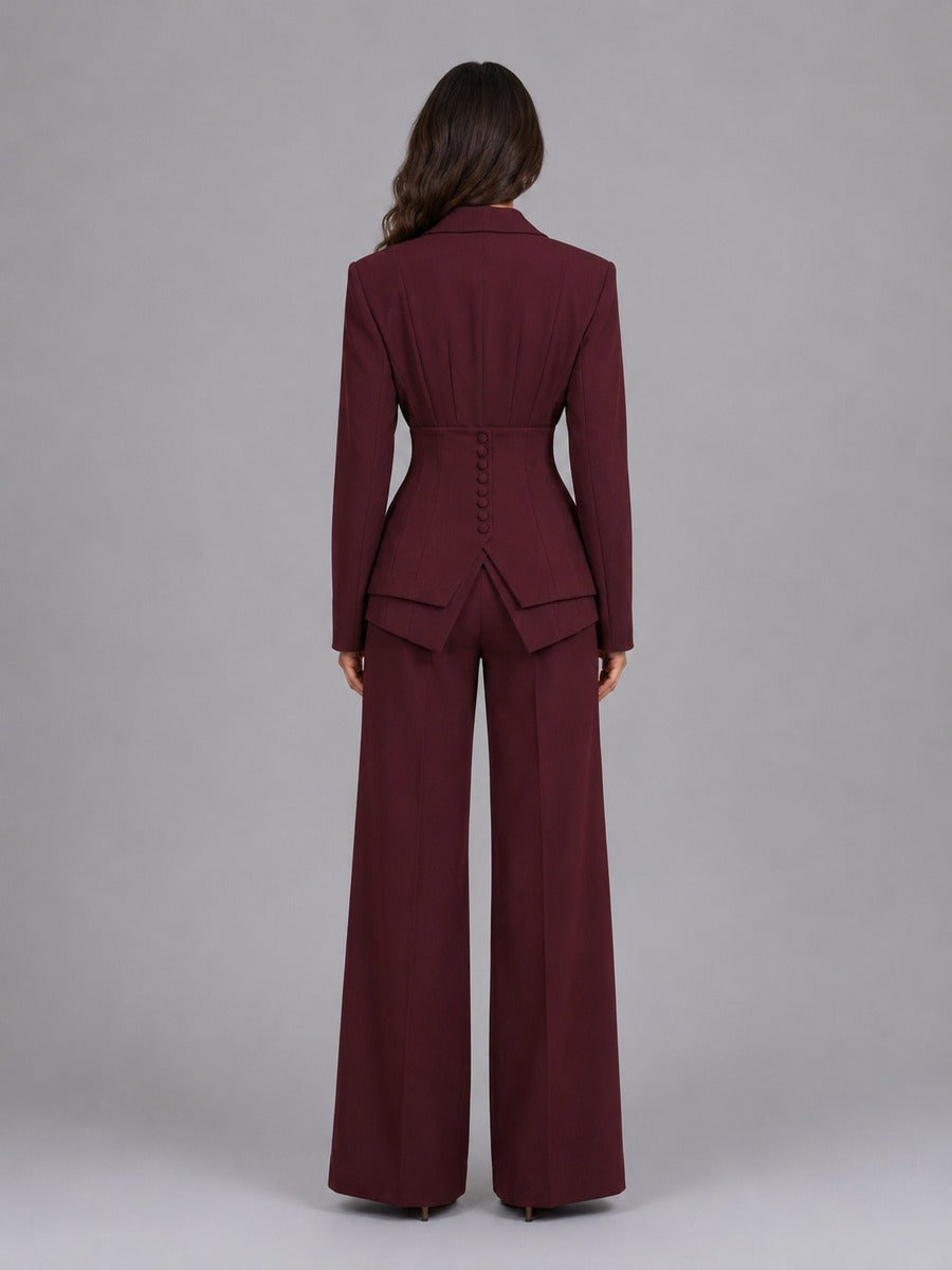 Anselma | Zweiteiliges Set mit Blazer mit betonter Taille und Palazzo-Hose