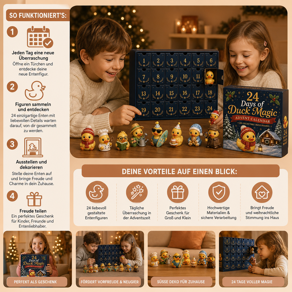 24-Tage-Adventskalender mit magischen Enten und niedlichen Mini-Sammelfiguren