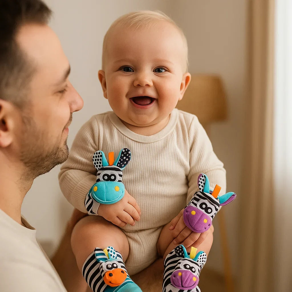 Set aus Rasseln und Socken für Babys | Buntes sensorisches Spielzeug zum frühen Lernen und zur Entwicklung motorischer Fähigkeiten