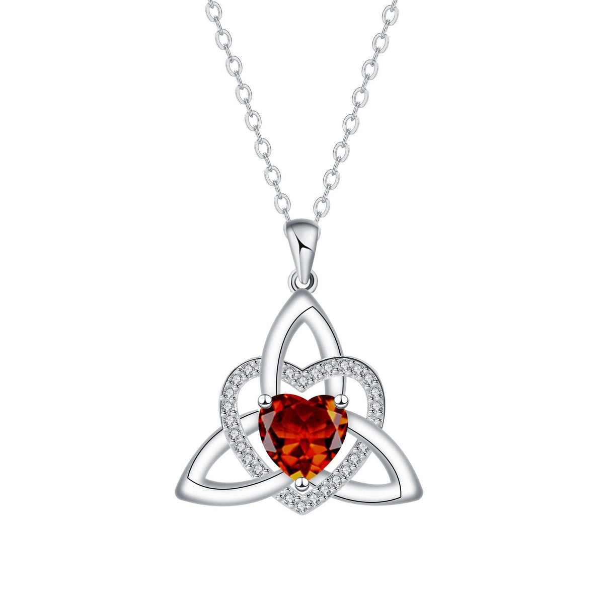 Geburtsstein Keltischer Trinity Knoten Herz Halskette Herzförmiger Keltischer Trinity Knoten Geburtsstein Anhänger