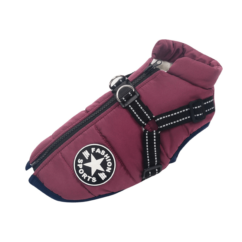 Winterjacke für Hunde mit Geschirr