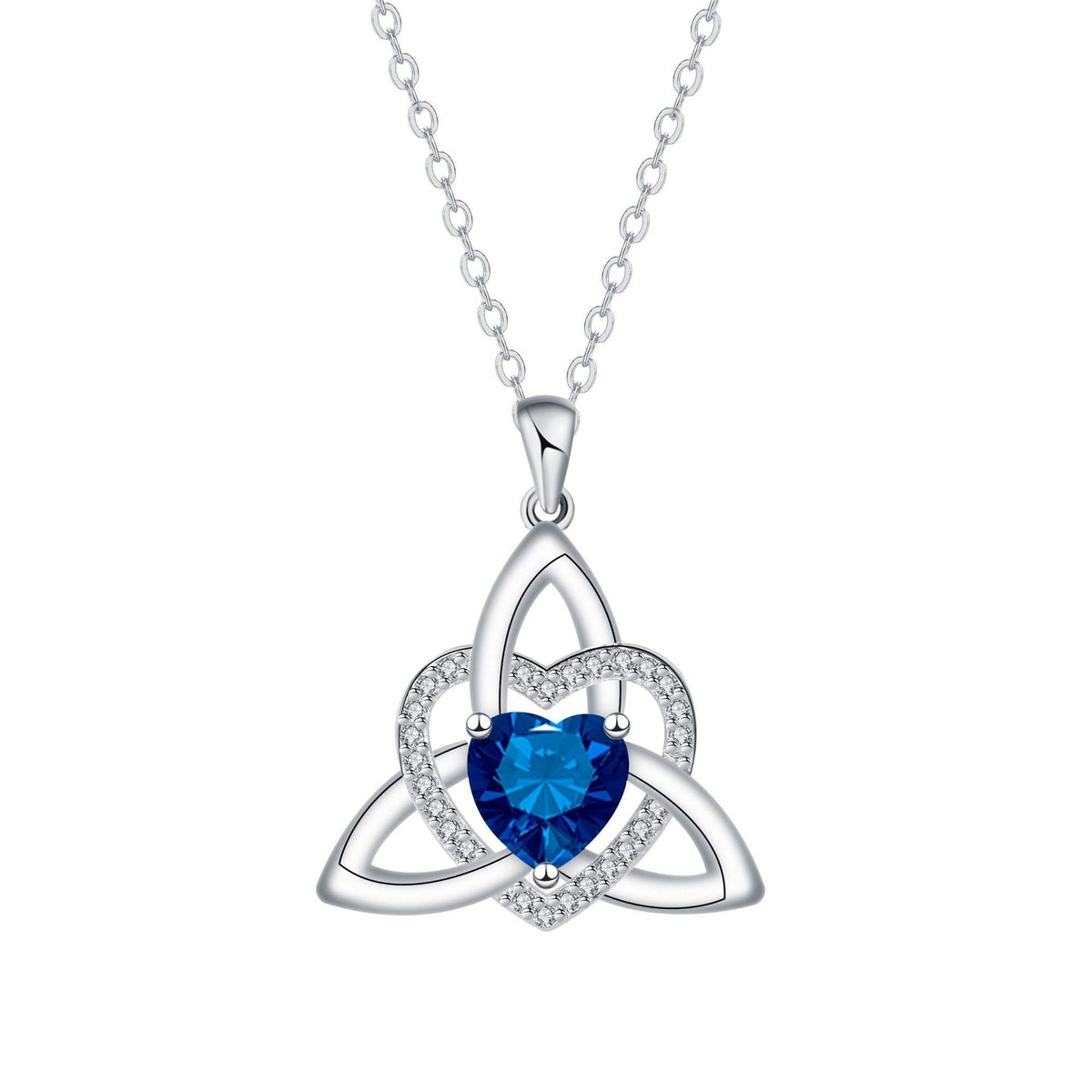 Geburtsstein Keltischer Trinity Knoten Herz Halskette Herzförmiger Keltischer Trinity Knoten Geburtsstein Anhänger