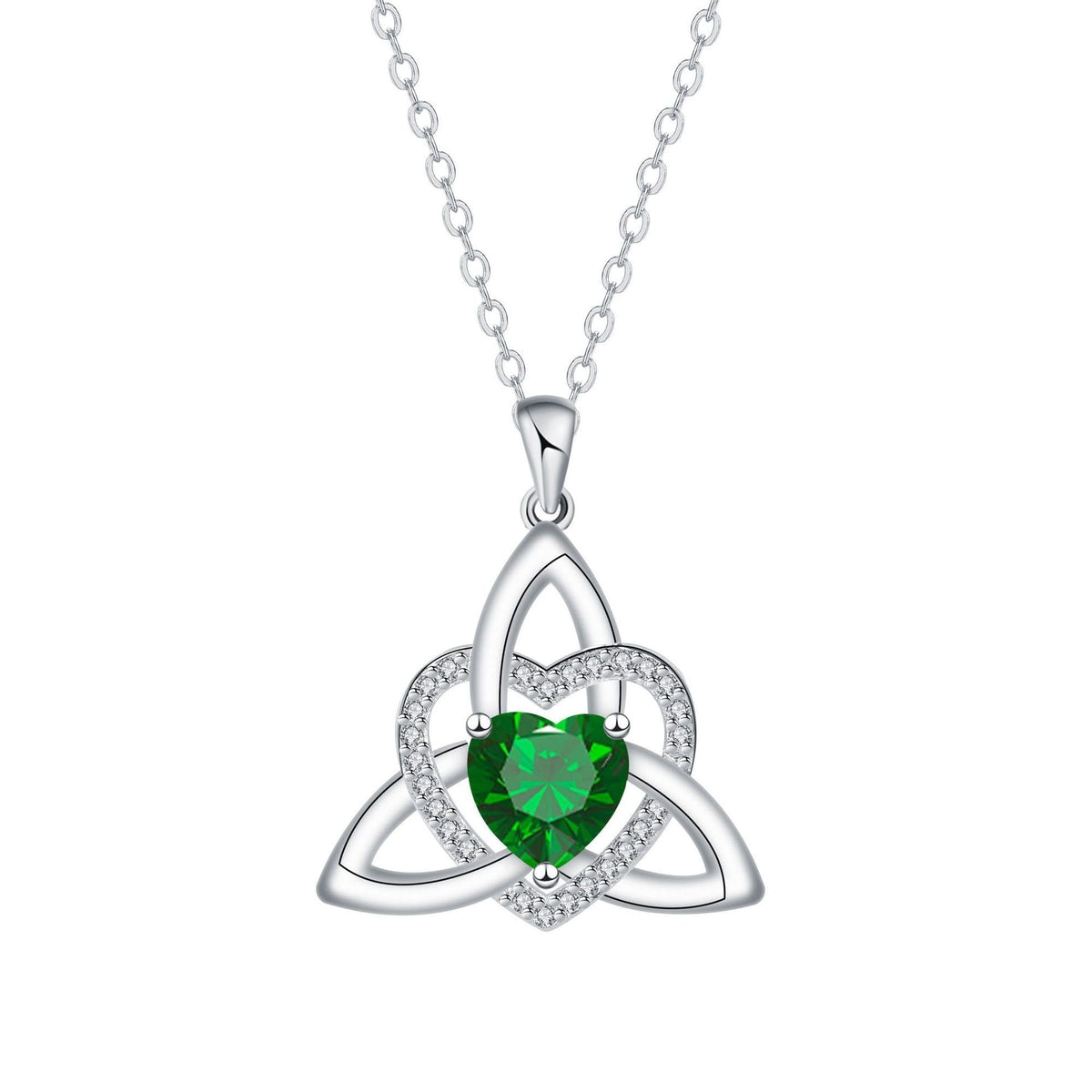 Geburtsstein Keltischer Trinity Knoten Herz Halskette Herzförmiger Keltischer Trinity Knoten Geburtsstein Anhänger