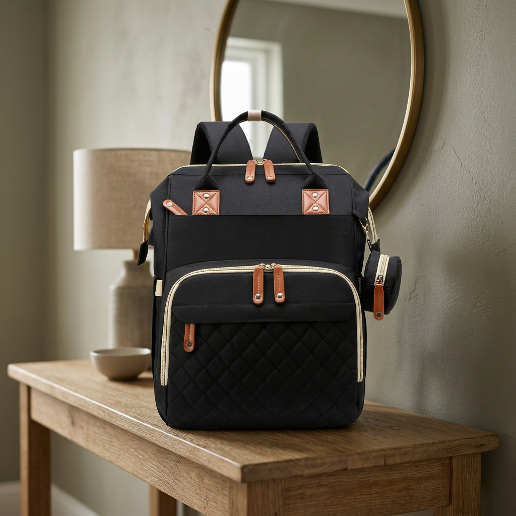 3-in-1 Reise-Wickelrucksack mit faltbarem Babybett