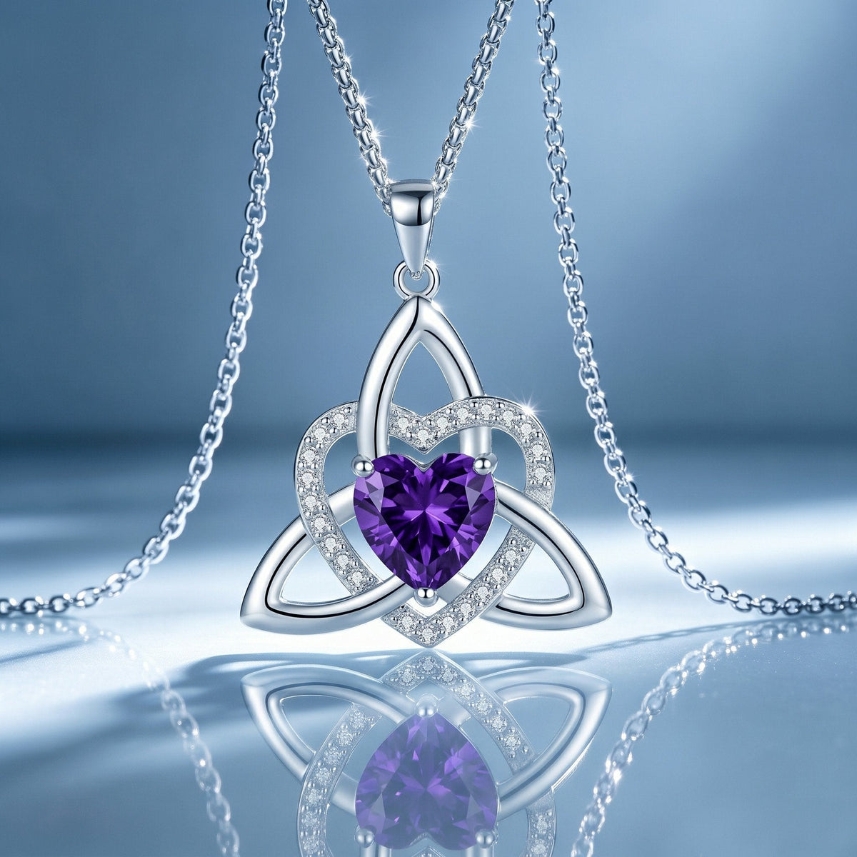 Geburtsstein Keltischer Trinity Knoten Herz Halskette Herzförmiger Keltischer Trinity Knoten Geburtsstein Anhänger