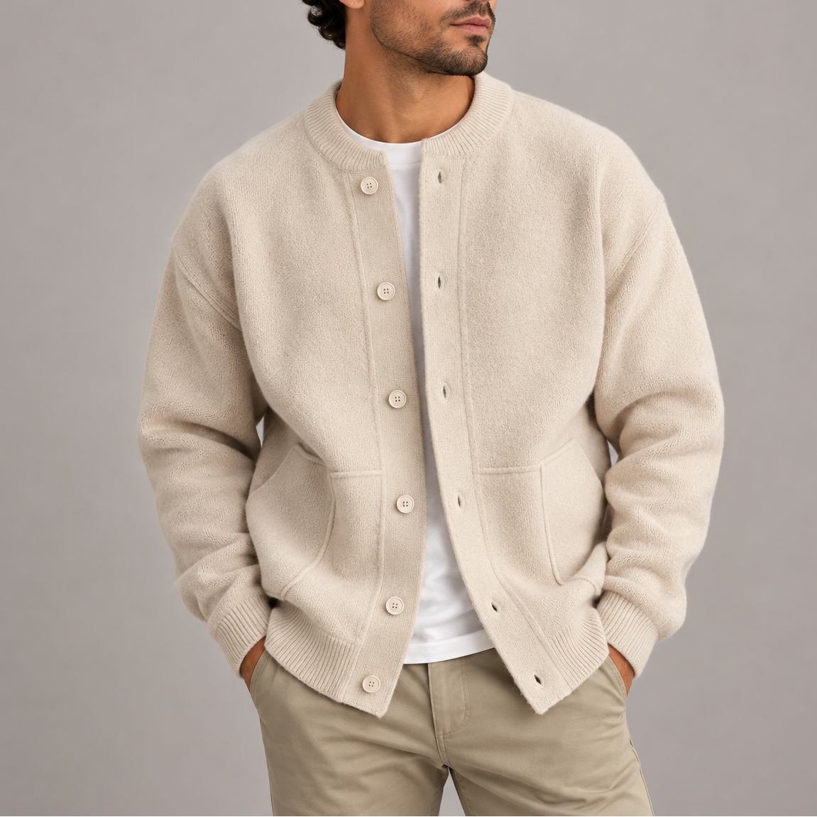 Herren Strukturierte Strickjacke mit Knopfleiste | Lässige Strickjacke