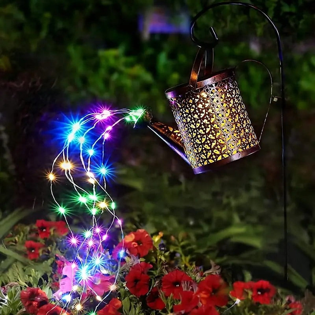 Solar-Gießkannen-Lichterkette mit 60 LEDs, Warmweiß oder Mehrfarbig