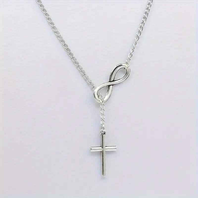 Schicke Vintage-inspirierte Infinity-Kreuz-Anhänger-Halskette