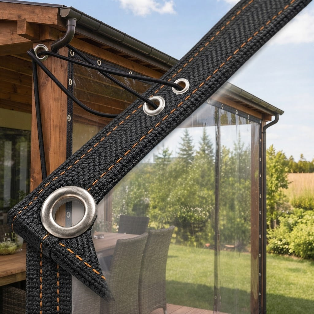 Transparente PVC-Plane wetterfest robust für Terrasse und Balkon