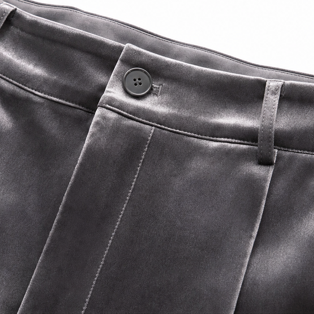 Samt-Hose mit hoher Taille und weitem Bein