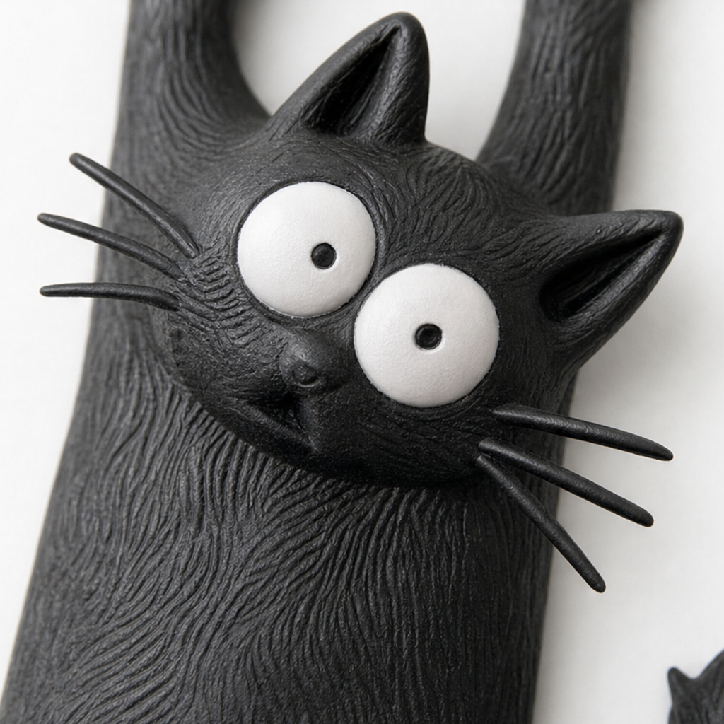 Hängender schwarzer Katzen-Kühlschrankmagnet