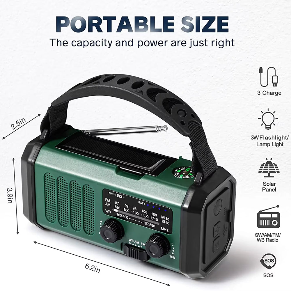 Kurbelradio mit Solarladung und LED-Taschenlampe