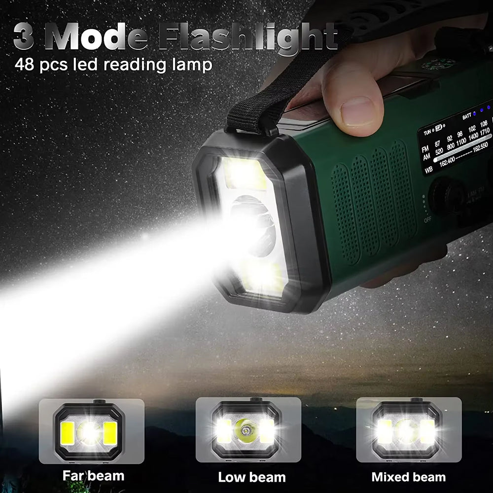 Kurbelradio mit Solarladung und LED-Taschenlampe