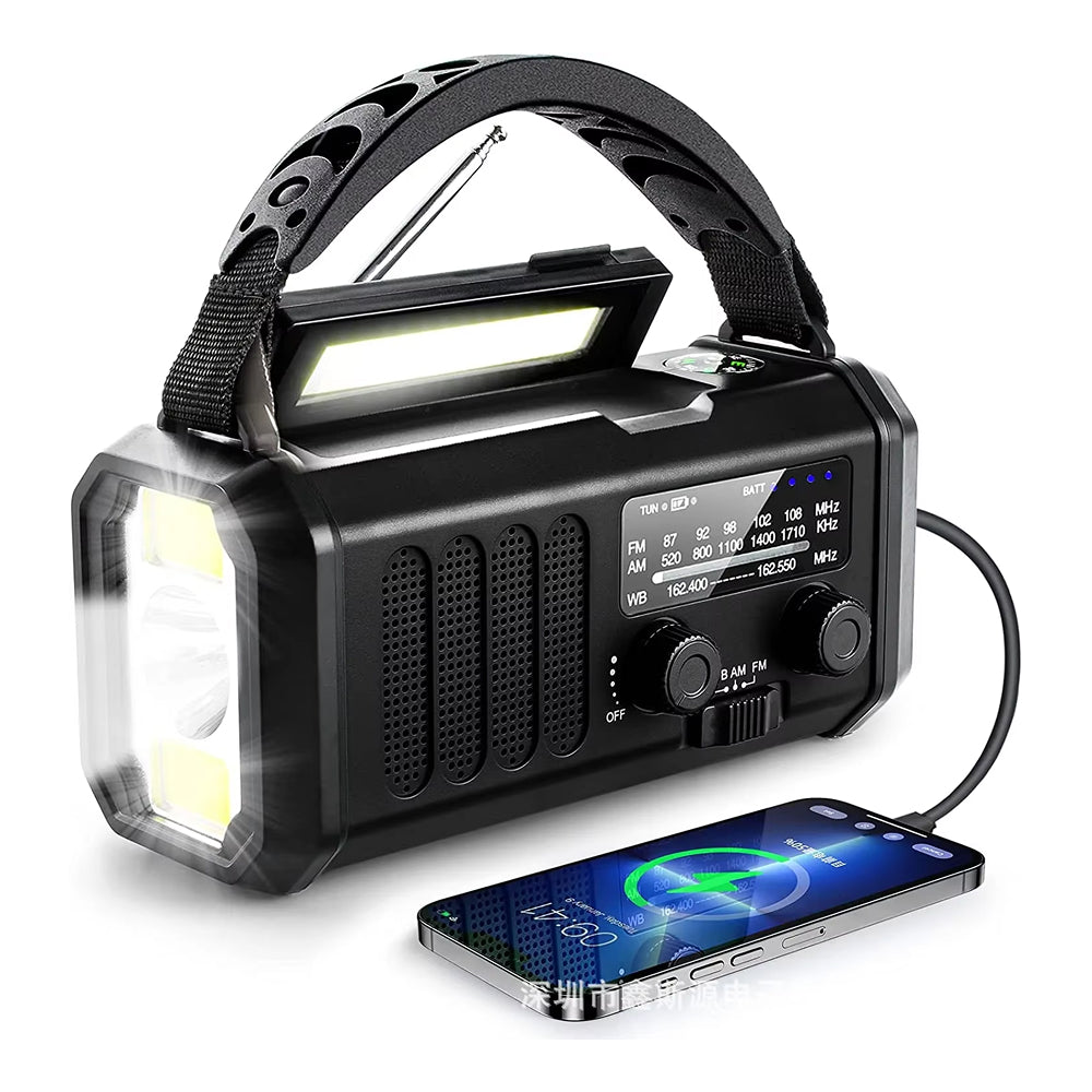 Kurbelradio mit Solarladung und LED-Taschenlampe