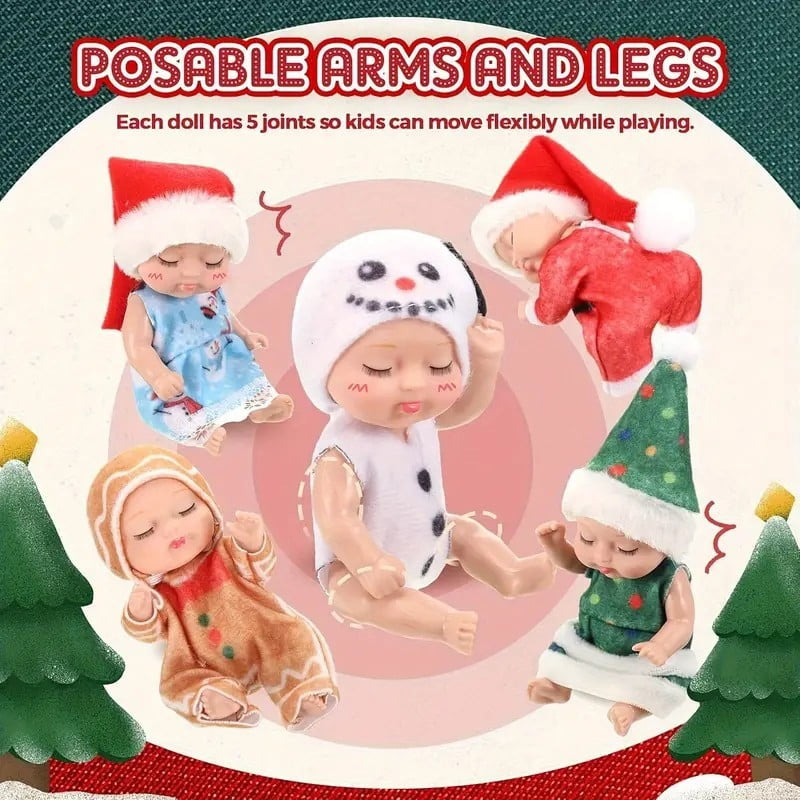 Mini Reborn Babypuppen, Weihnachtsset mit 6 Stück