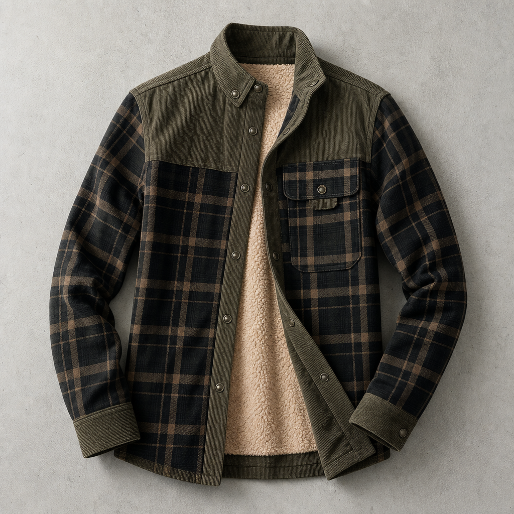 Brunico Karo-Flanell Sherpa-gefüttertes Field Overshirt
