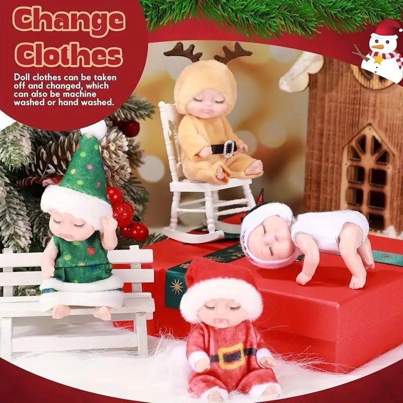 Mini Reborn Babypuppen, Weihnachtsset mit 6 Stück